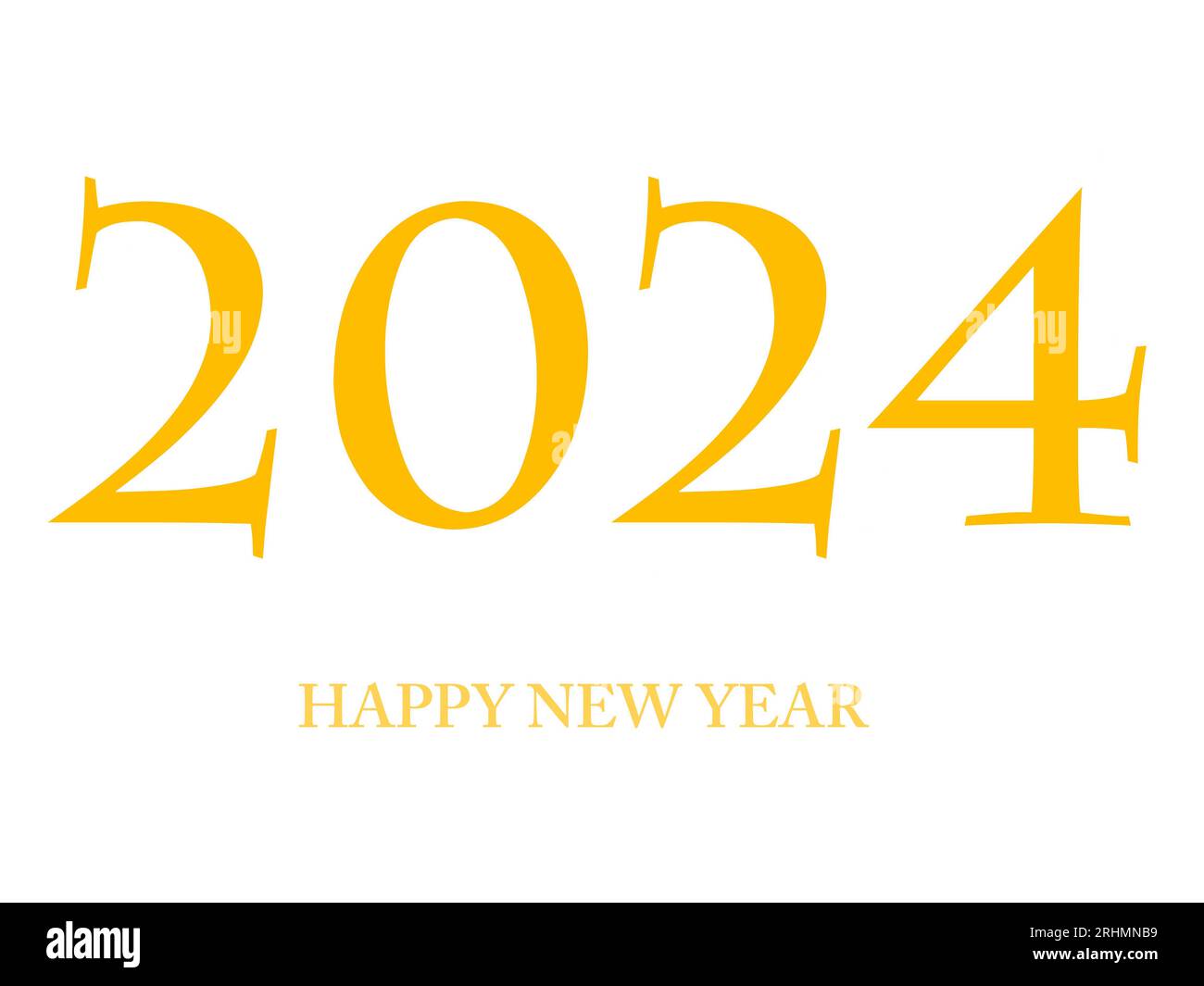 Happy New Year 2024 text design with gold letters. Happy New Year 2024 illustration Stock Photo