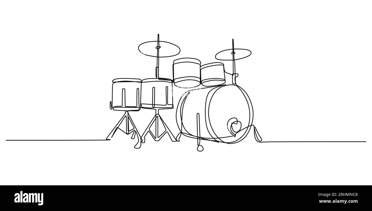 Continuous single one line of drum set isolated on white background Stock Vector Image & Art Alamy