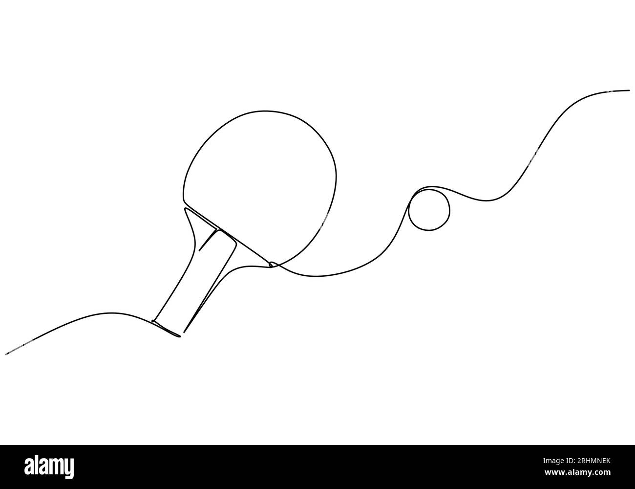 Table Tennis Racket One Line Drawing Continuous Hand Drawn Sport Theme Stock Vector
