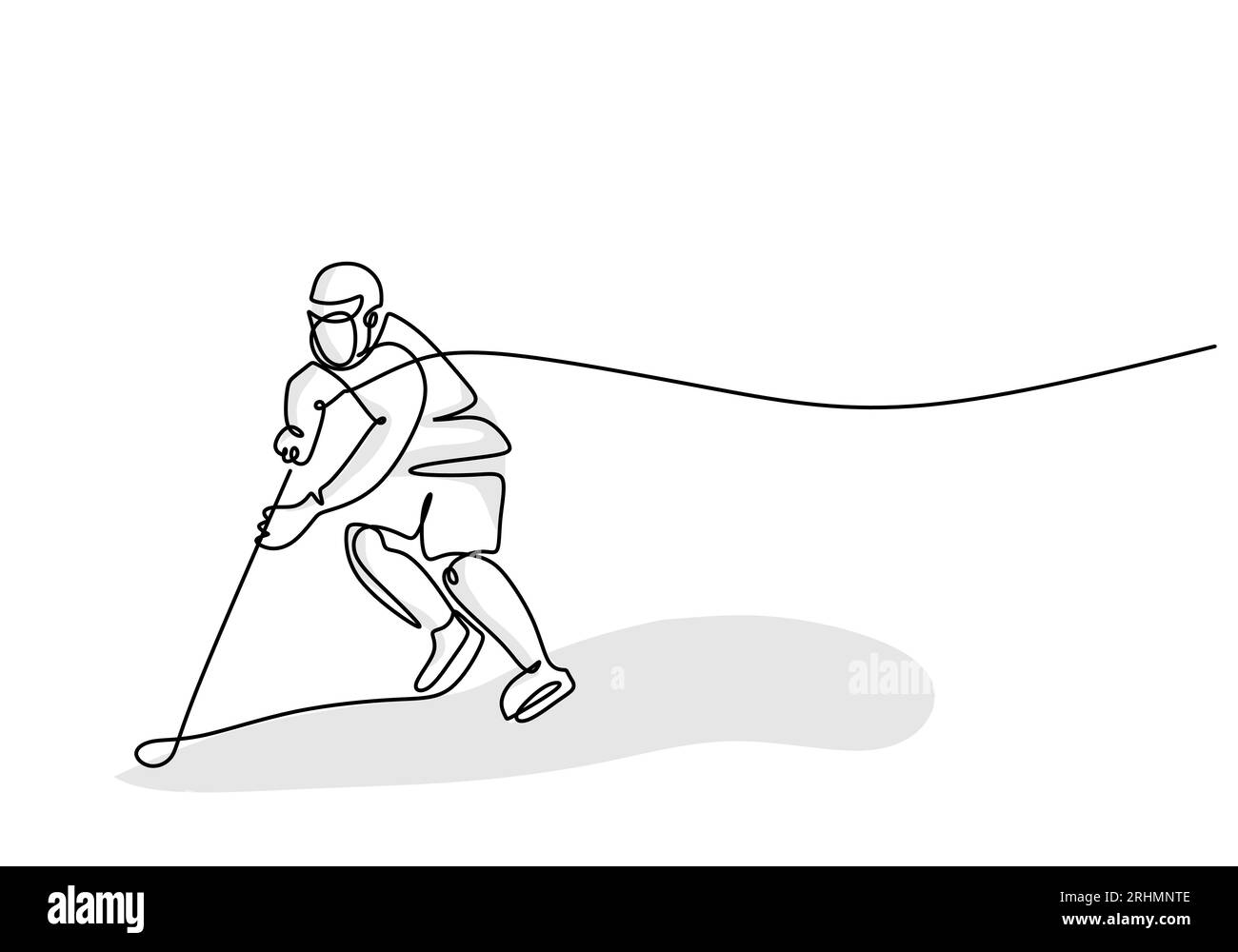 Ice hockey player one continuous line drawing Vector Image