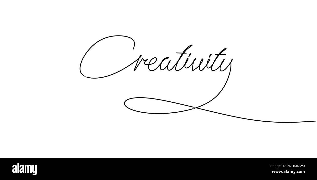 One continuous line drawing typography line art of creativity word ...