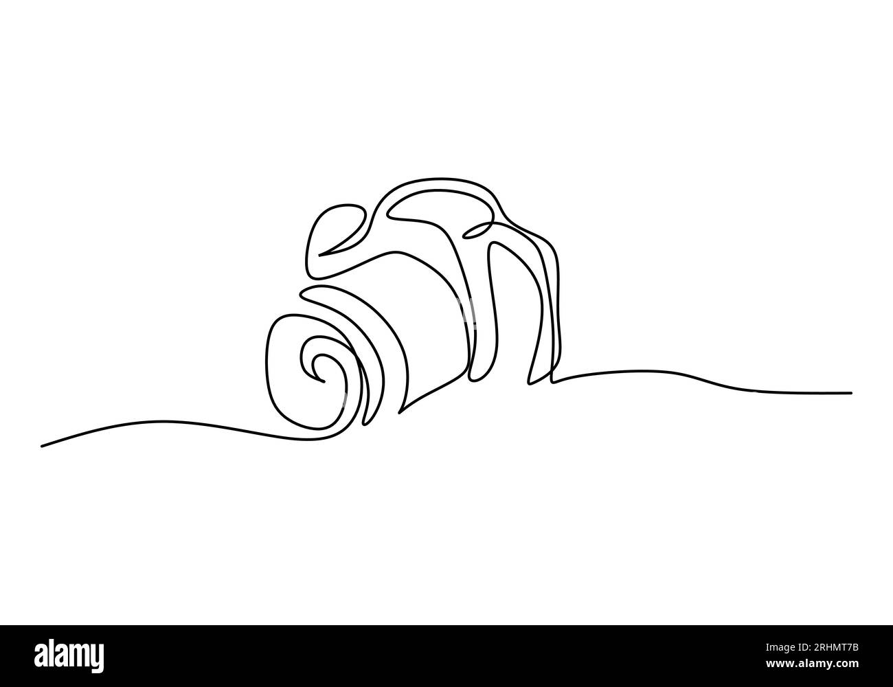 One continuous single line of digital camera for photographer isolated