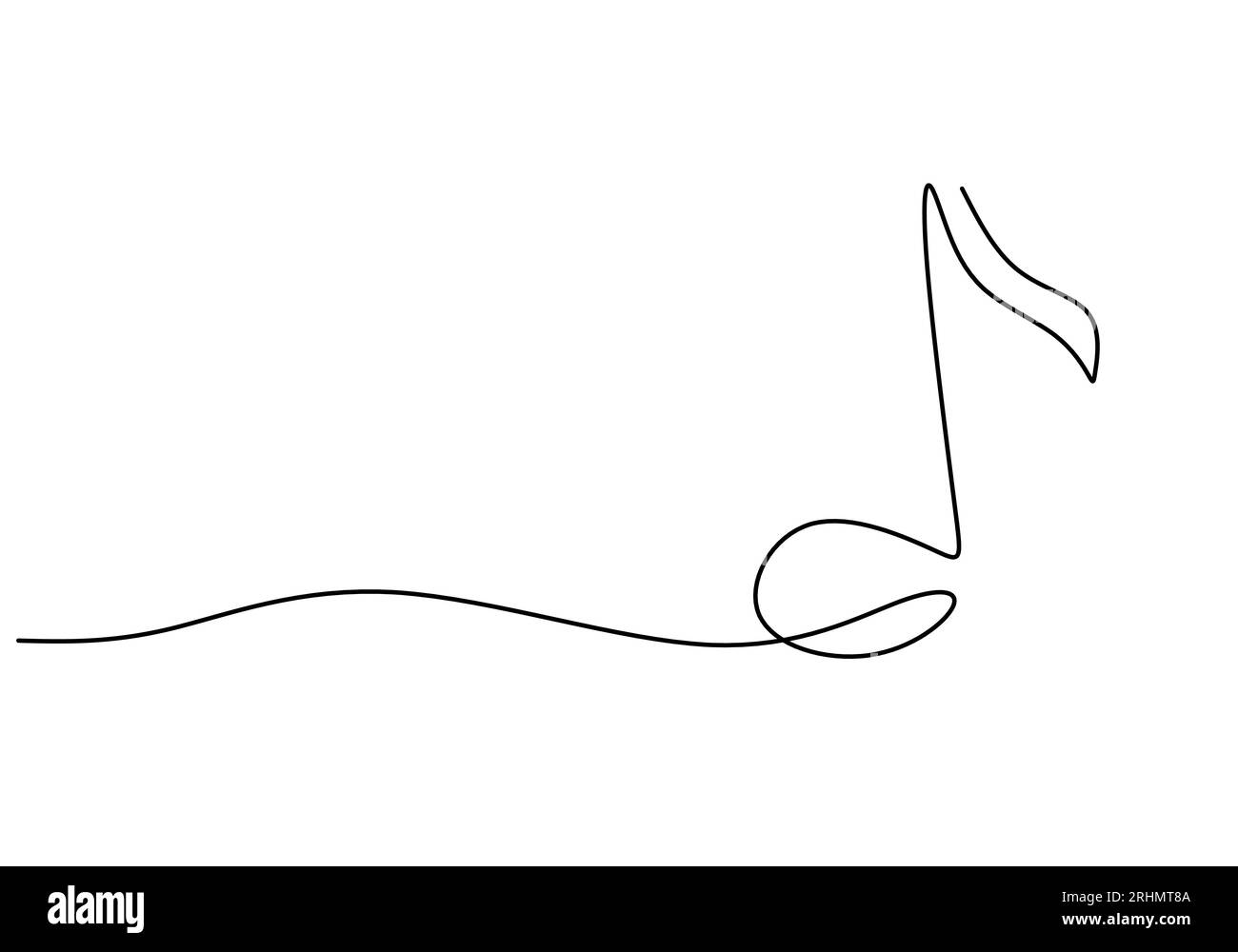 Continuous one single line of music notes symbol isolated on white