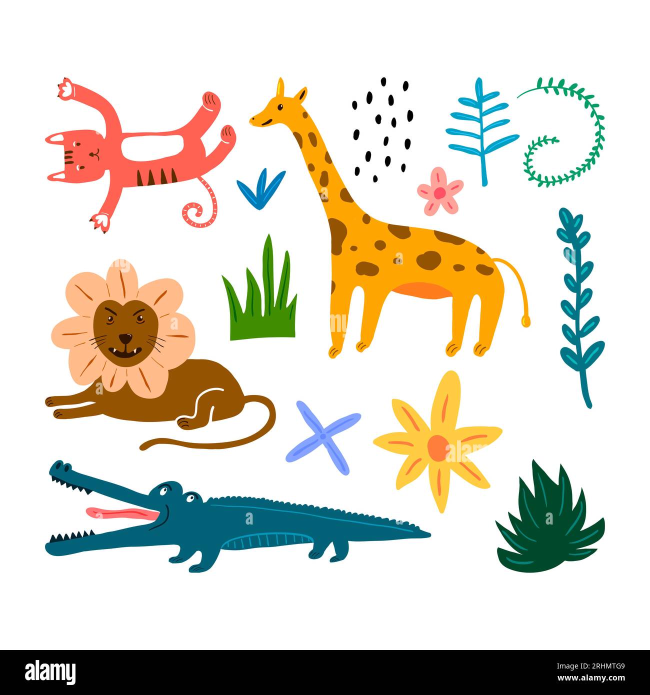 Lot Figurines Animaux Zoo Elastolin Hausser - Girafe, Lion, Crocodile - Jouet Vintage