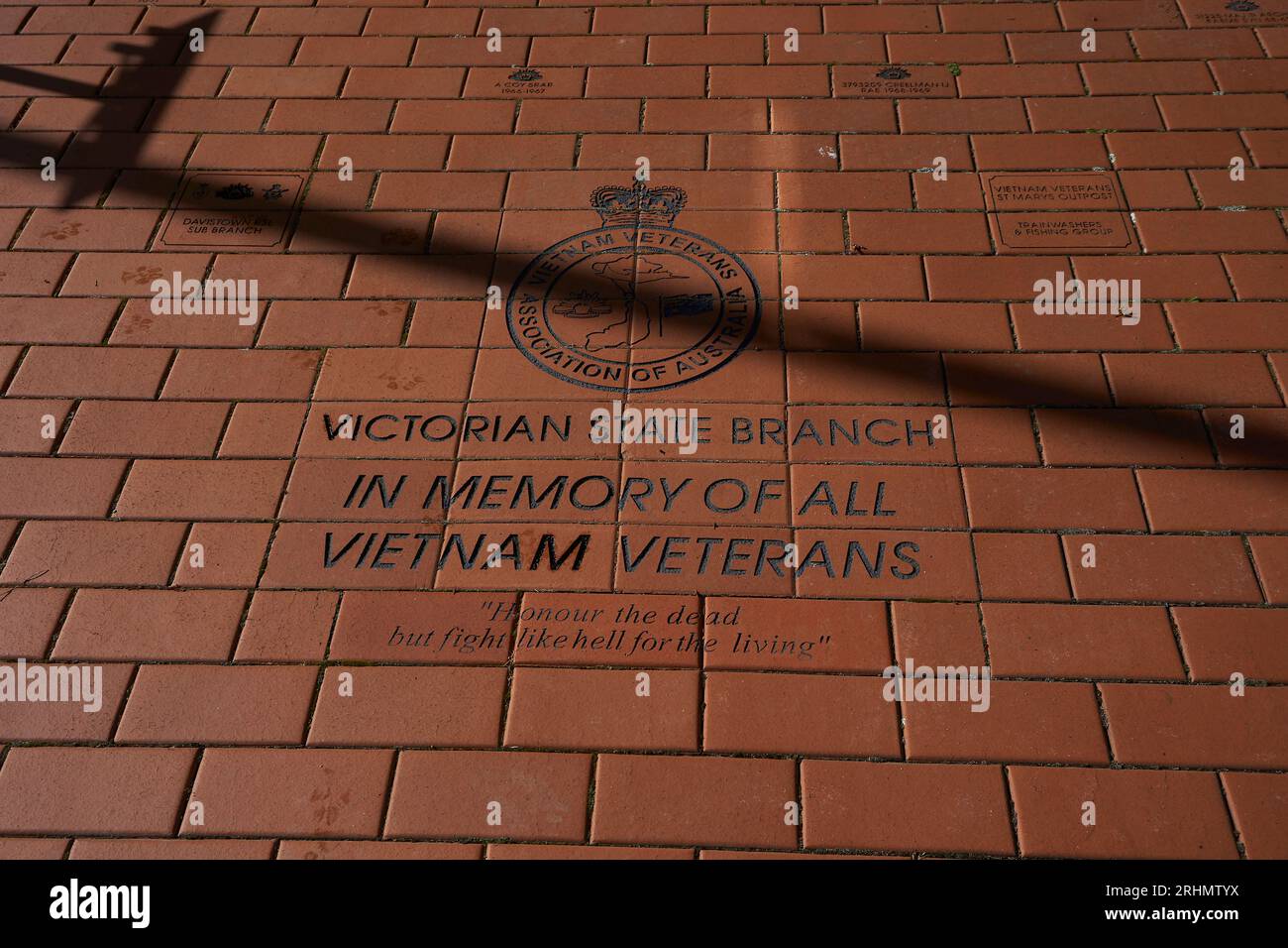 Seymour, Victoria Australia 13th August 2023, Vietnam Veterans Commemorative Walk showing the commerative Bricks with the names of the Veterans, Saturday 18th August 50 years since the Vietnam war ended. Credit PjHickox/Alamy LIve News Stock Photo