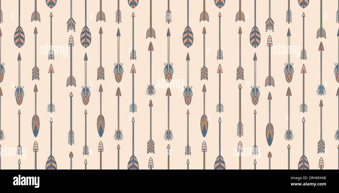 Set of tribal style hand drawn upward directional bird feather arrow pattern. Good for textiles, paper, wallpaper, and web page. Vector illustration. Stock Vector