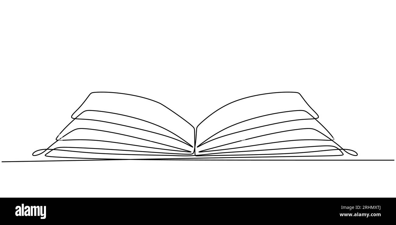 Continuous one line drawing of an open book. Vector illustration