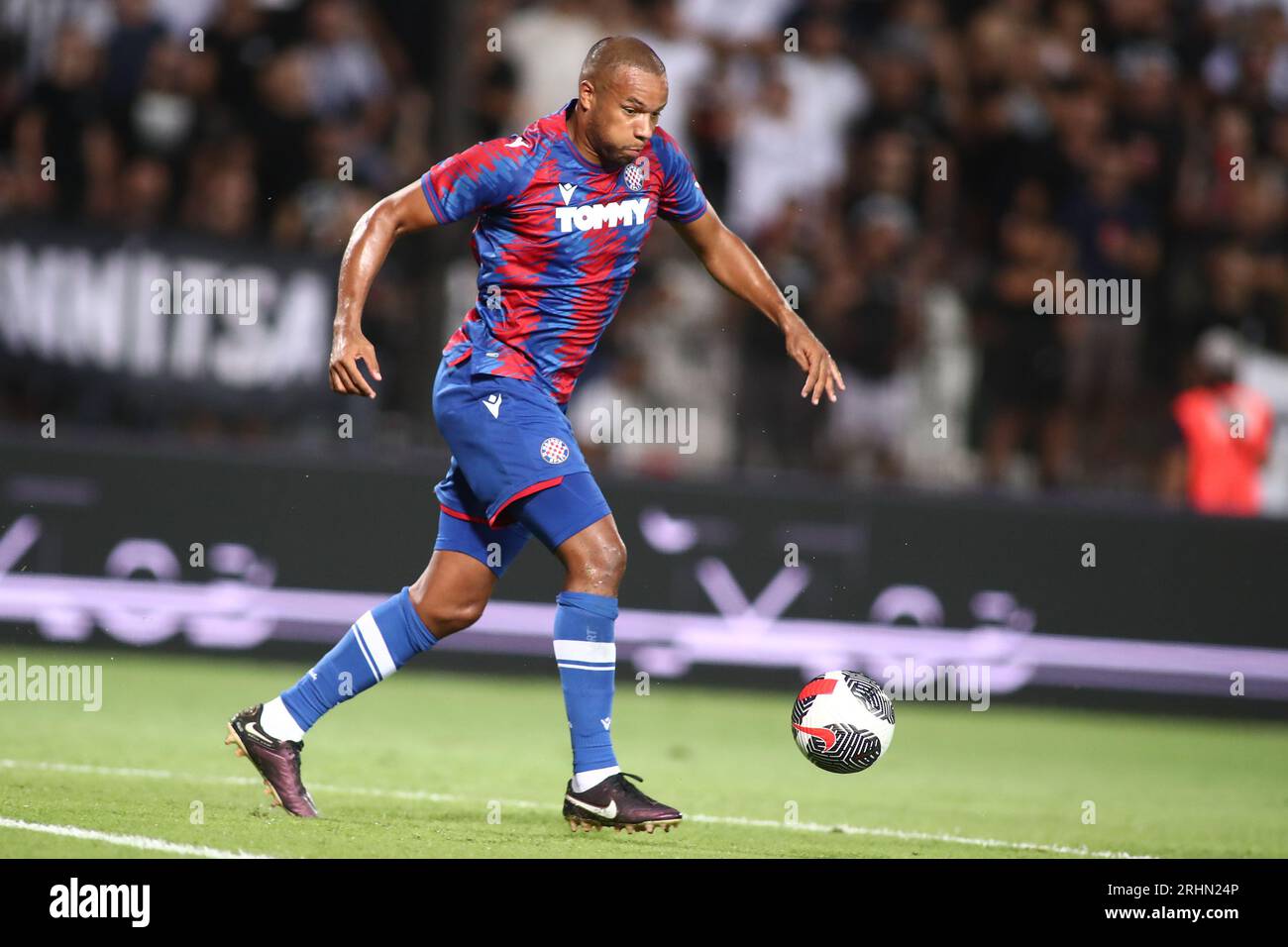 Thessaloniki, Greece. 17th Aug, 2023. Hajduk's Vadis Odjidja-Ofoe in action  during a game between PAOK FC and Hajduk Split. Third qualifying round  match of the Conference League between PAOK FC and Hajduk