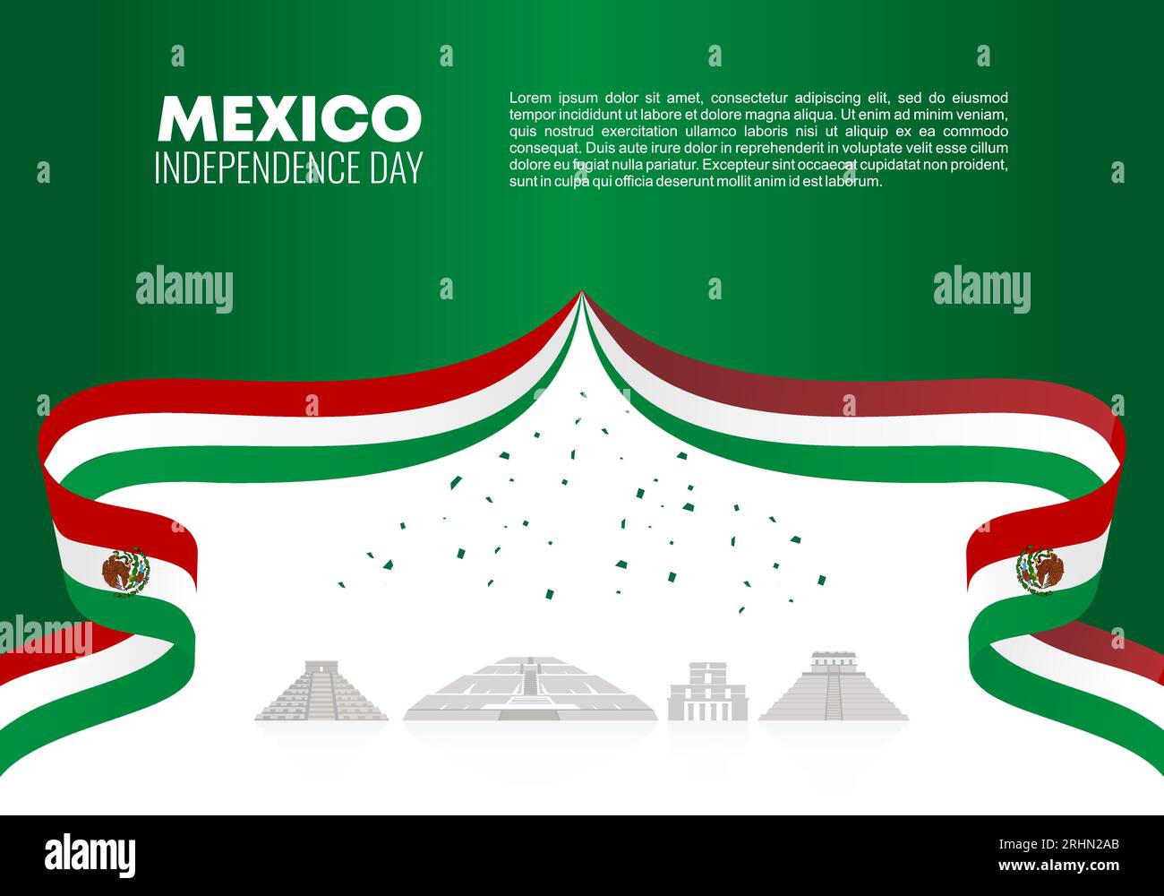 Mexico independence day background banner poster for national celebration on 16 and 17 september. Stock Vector