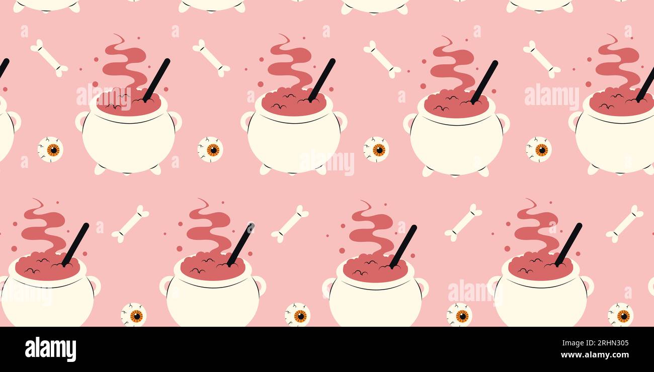 Cute Halloween seamless pattern with witchs Stock Vector
