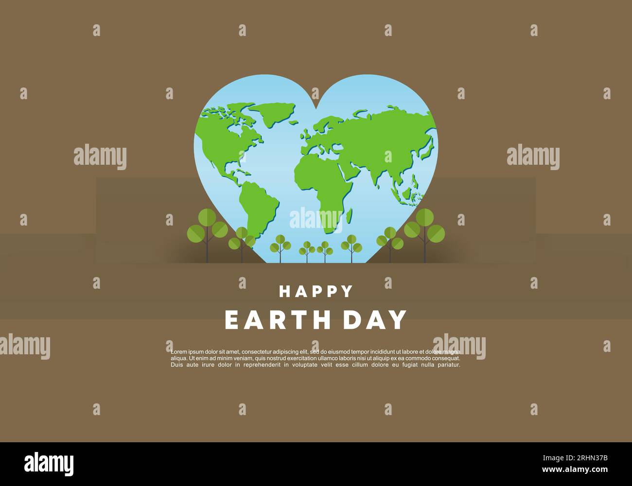 Earth day banner poster with globe and plants on brown background Stock ...