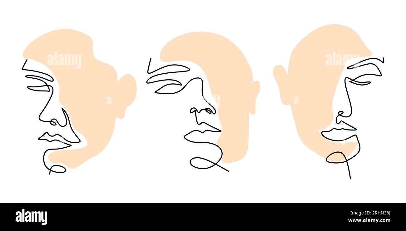 One continuous single line of abstract woman face isolated on white ...