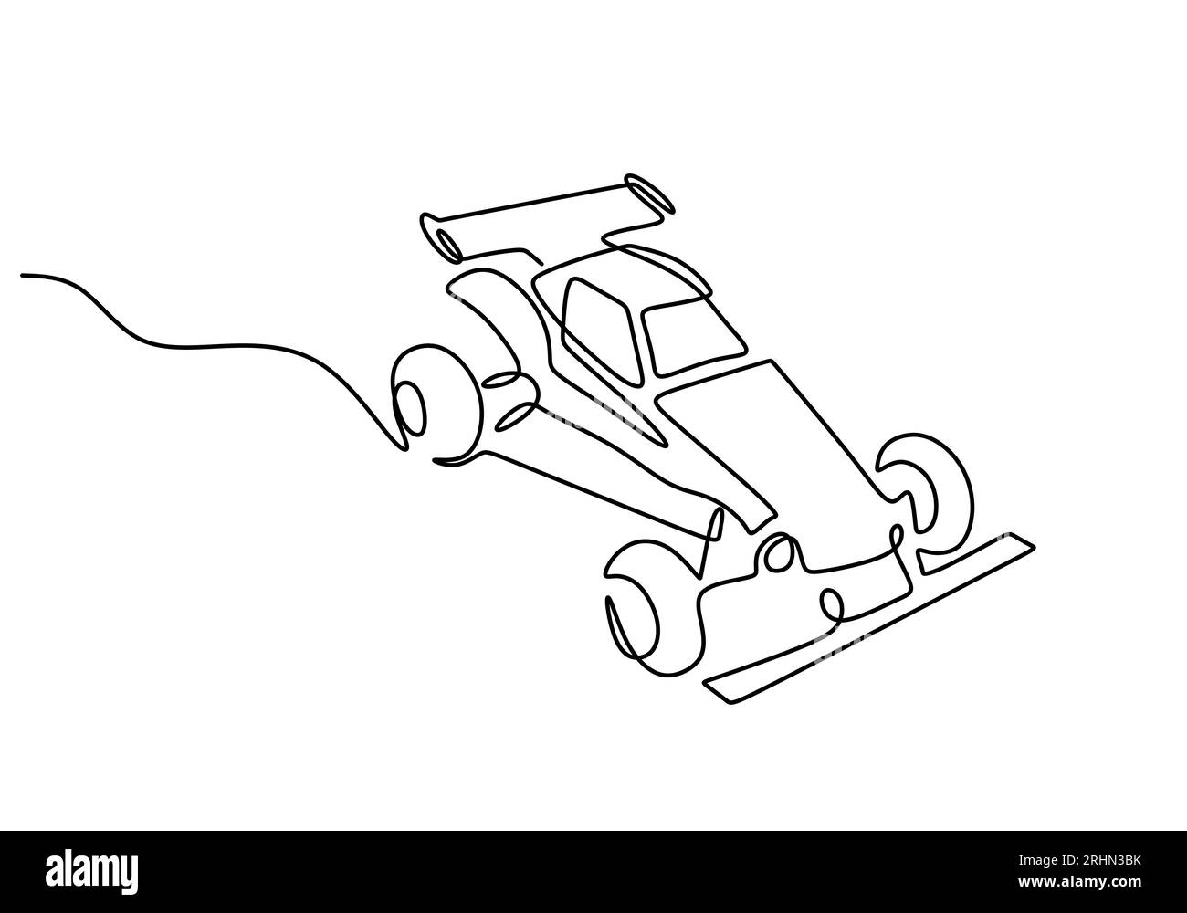 One continuous single line of tamiya car toy isolated on white background. Stock Vector