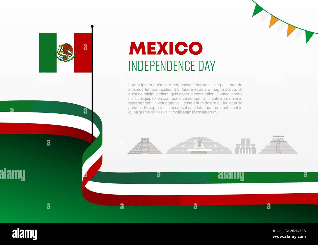Mexico independence day background banner poster for national celebration on 16 and 17 september. Stock Vector