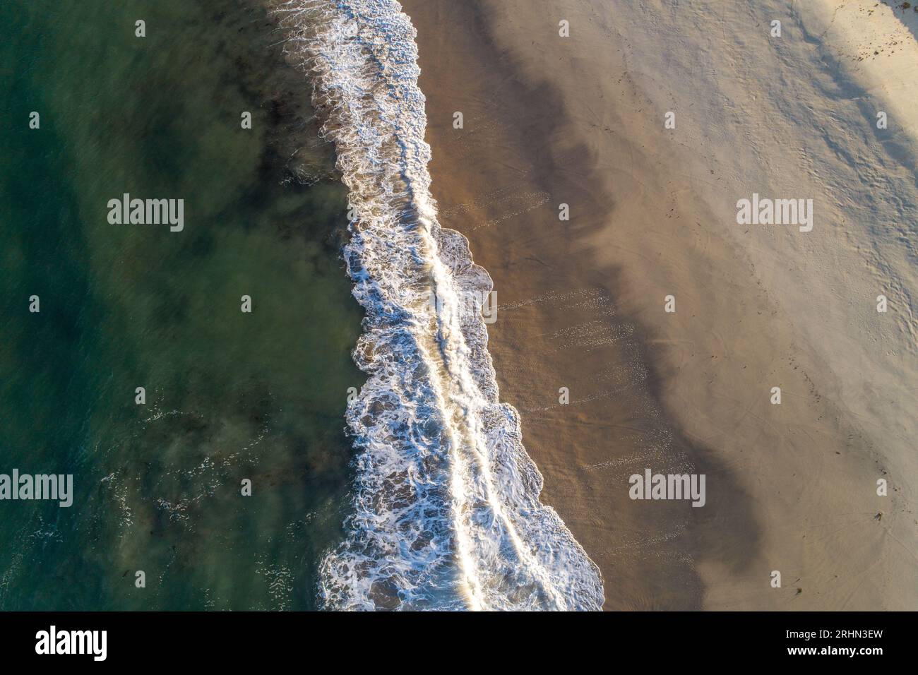 zenithal aerial view of a beach at dawn Stock Photo