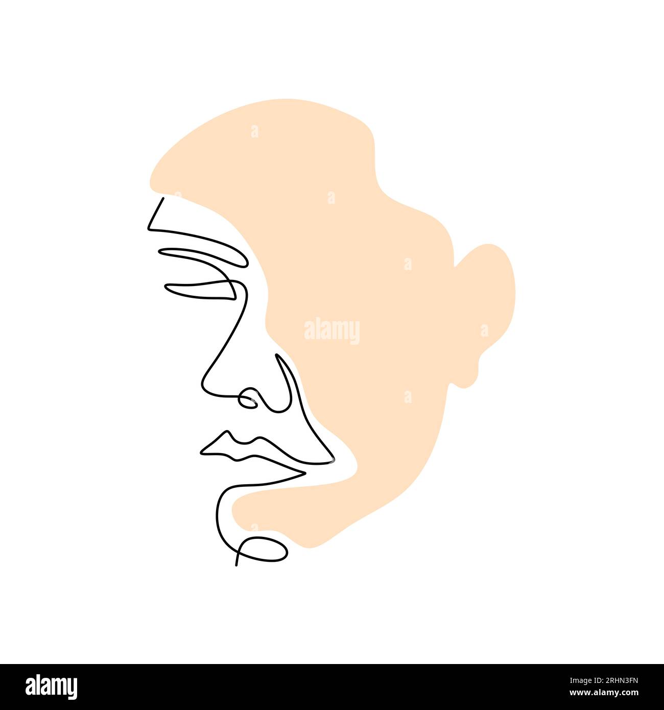 One continuous single line of surreal abstract woman face isolated on ...