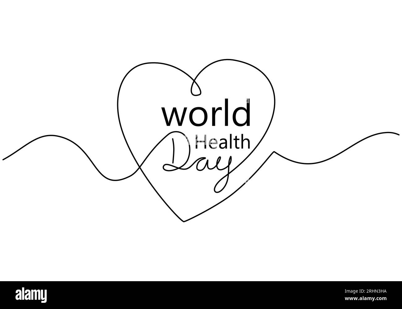 One continuous single line of love for world health day isolated on ...
