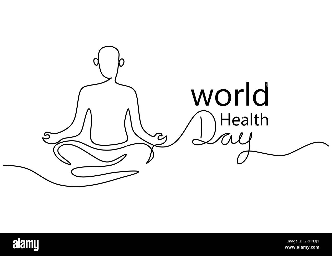 One continuous single line of yoga man for world health day isolated on ...