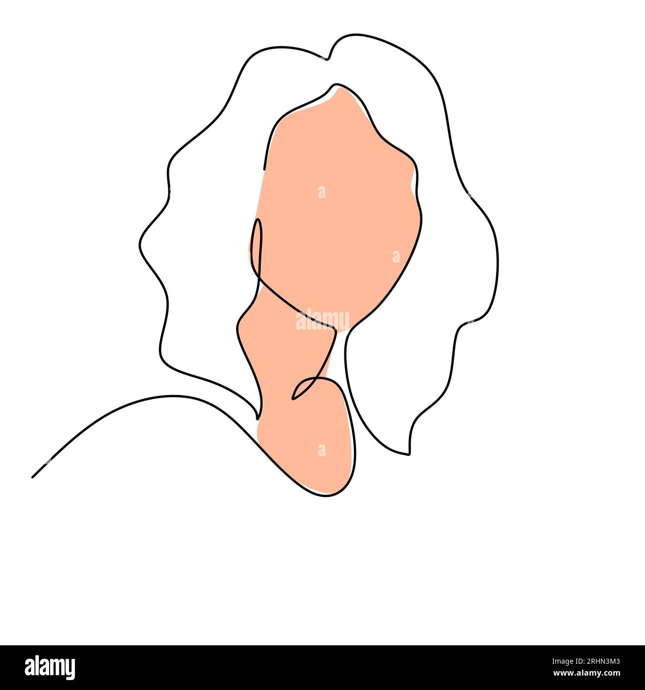 One continuous single line of surreal abstract woman face isolated on ...
