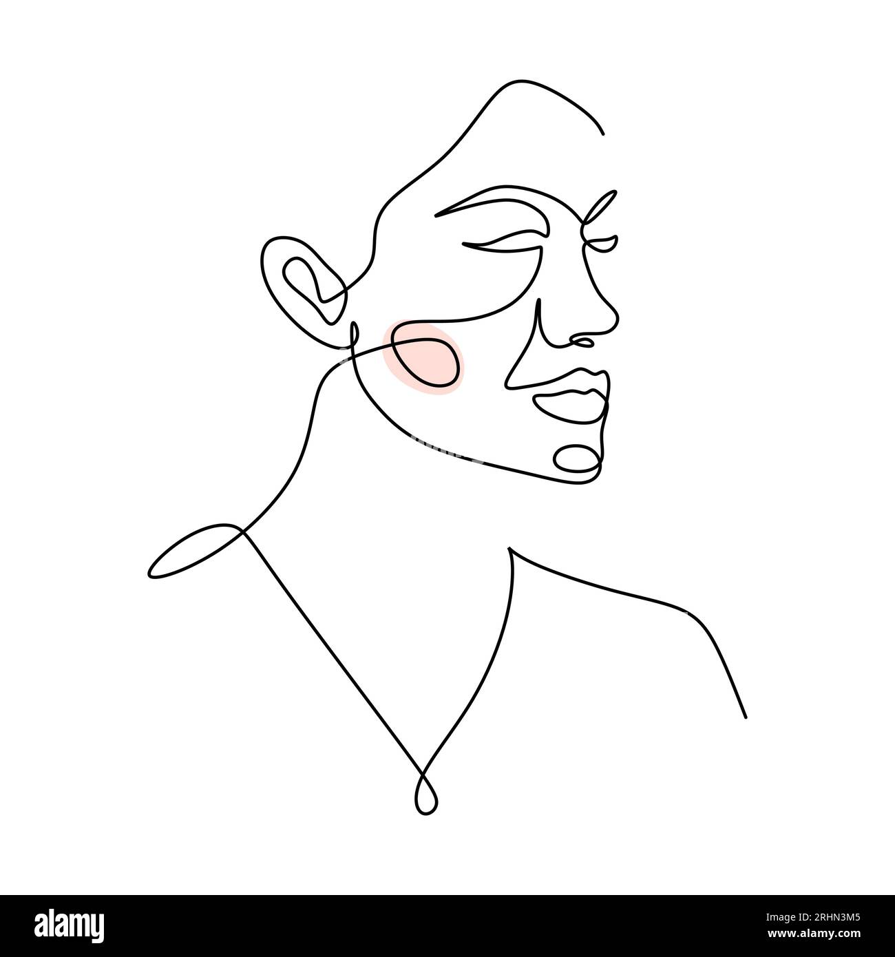 One continuous single line of surreal abstract woman face isolated on ...