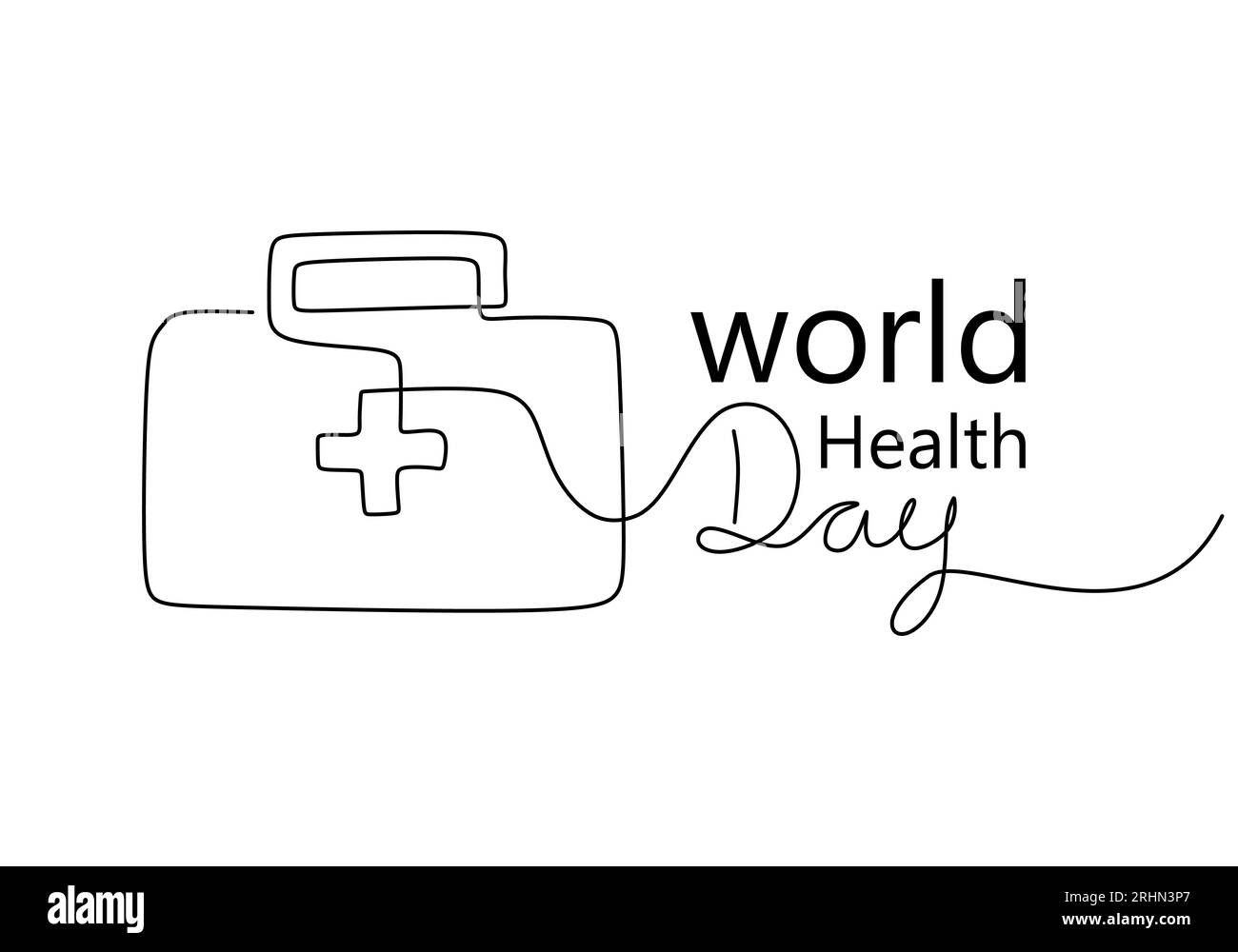 One continuous single line of first aid box for world health day