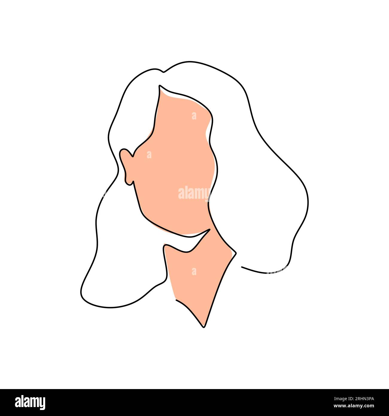 One continuous single line of surreal abstract woman face isolated on ...