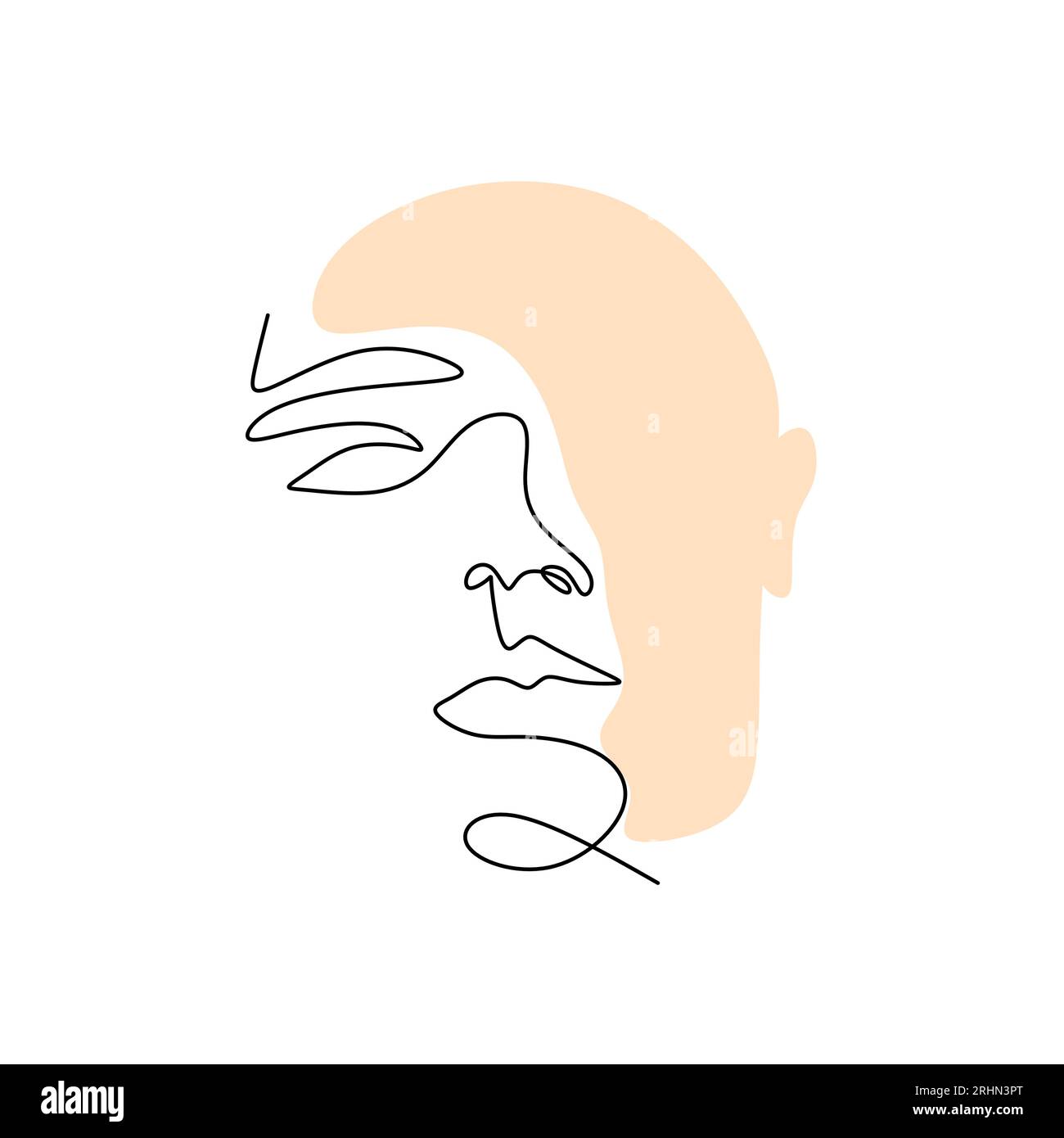 One continuous single line of surreal abstract woman face isolated on ...