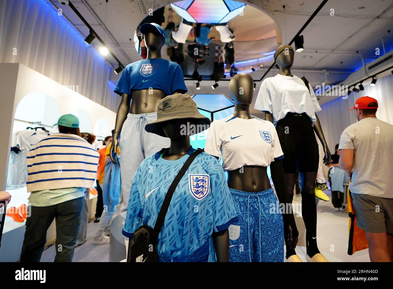 England merchandise can be seen in the Nike FC shop on George Street in Sydney Australia. Picture date Thursday August 17 2023 Stock Photo Alamy