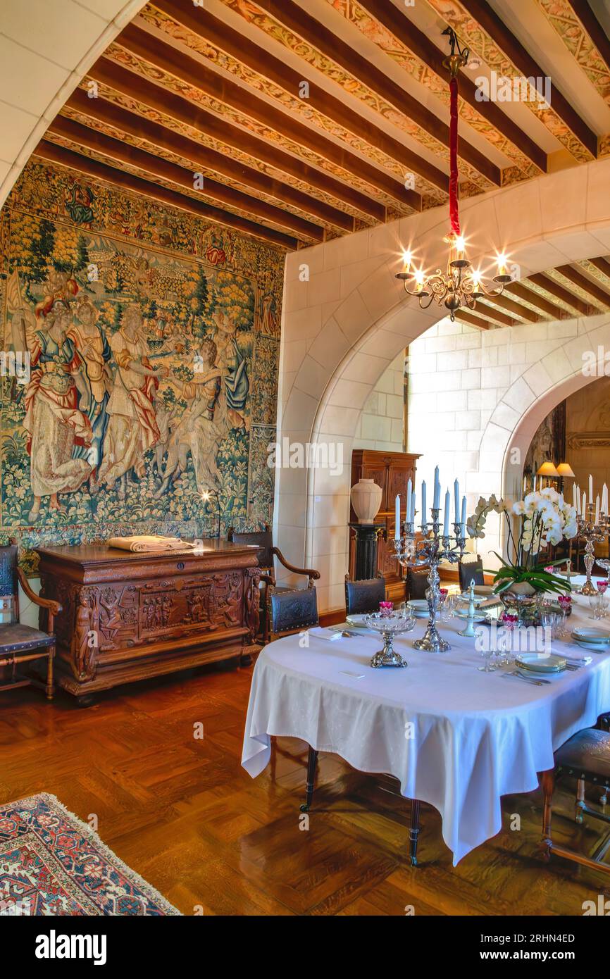 The dining room at the Chateau de Chaumont-sur-Loire, Loire Valley, France Stock Photo