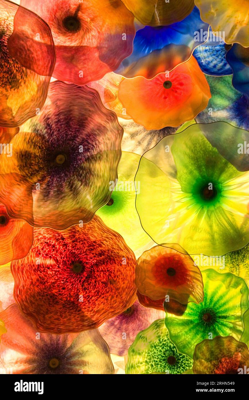 Detail of glass chandelier at Bellagio hotel in Las Vegas, Nevada Stock