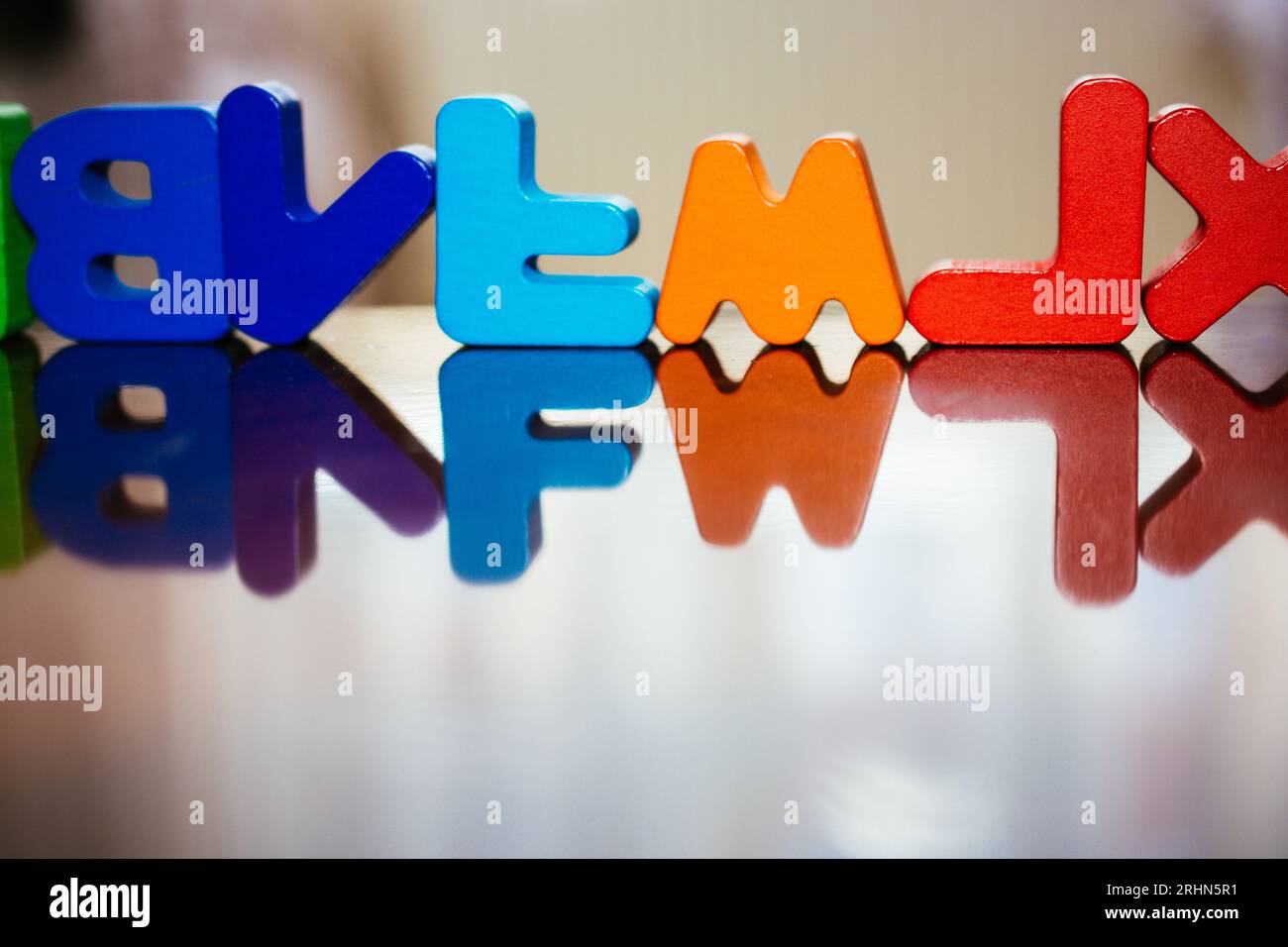 Letter cubes of made of wood Stock Photo