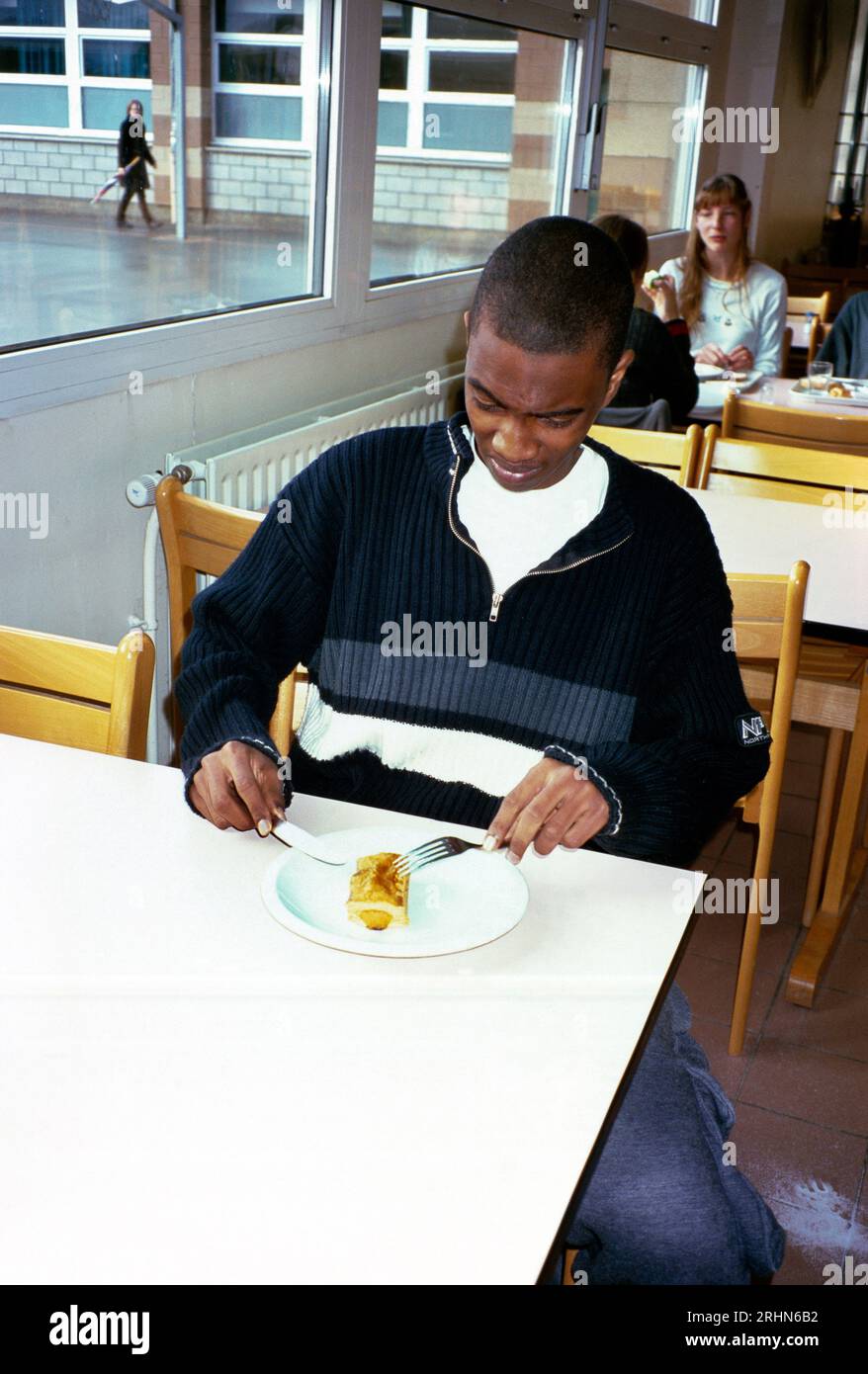 Marcq-en-baroeul France Boy Having Lunch In Canteen Stock Photo