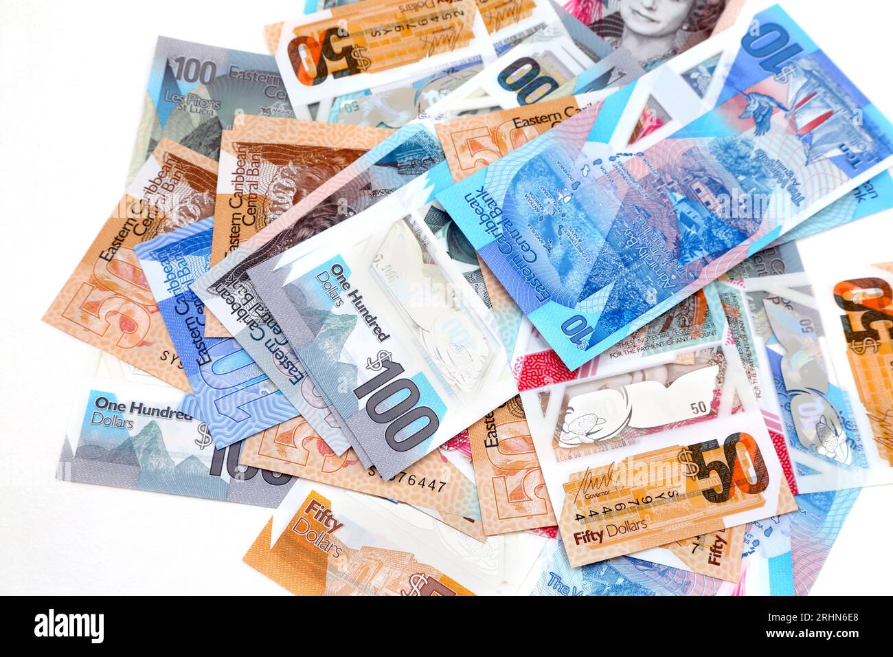 Eastern Caribbean Dollars Banknotes Stock Photo