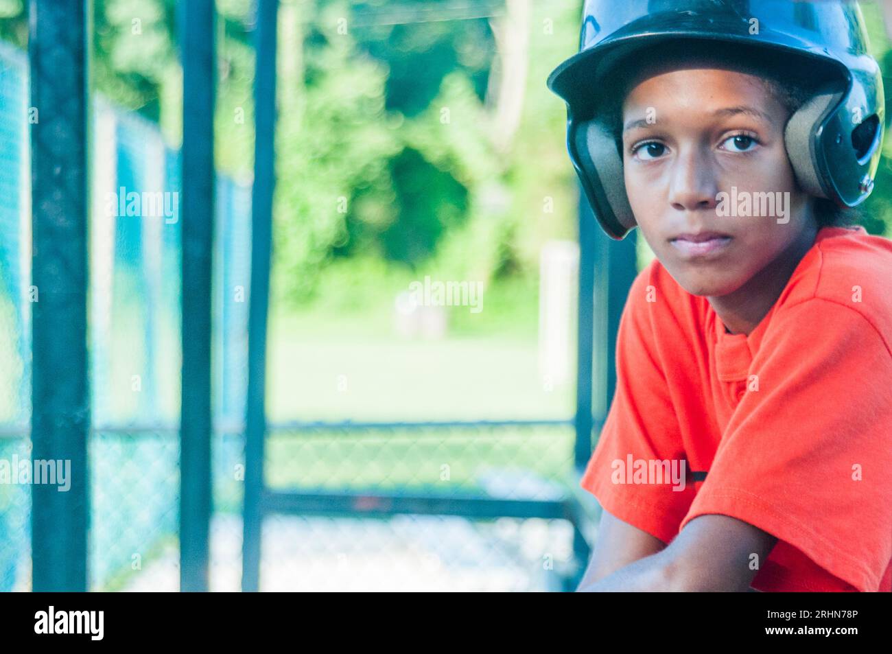 Afro American boy on the little league team i Stock Photo Alamy