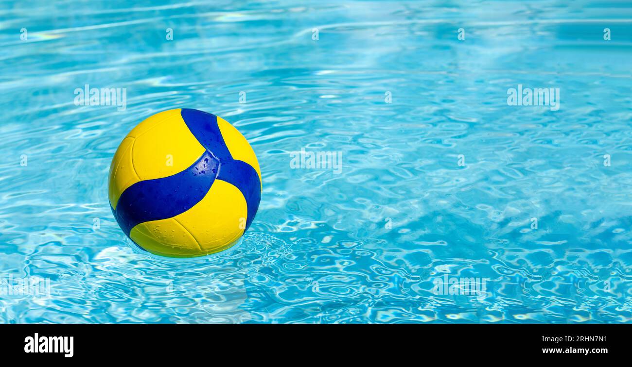 Summer active lifestyle, ball for water volleyball on surface of water