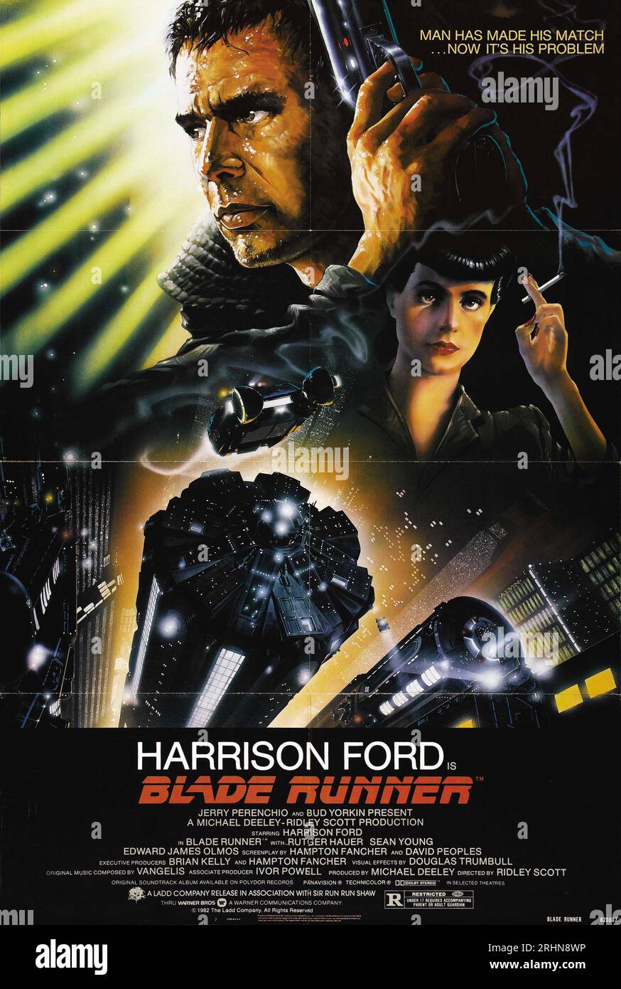 Blade Runner Original US One Sheet Film Poster Harrison Ford Warner Brothers 1982 Ridley Scott Stock Photo