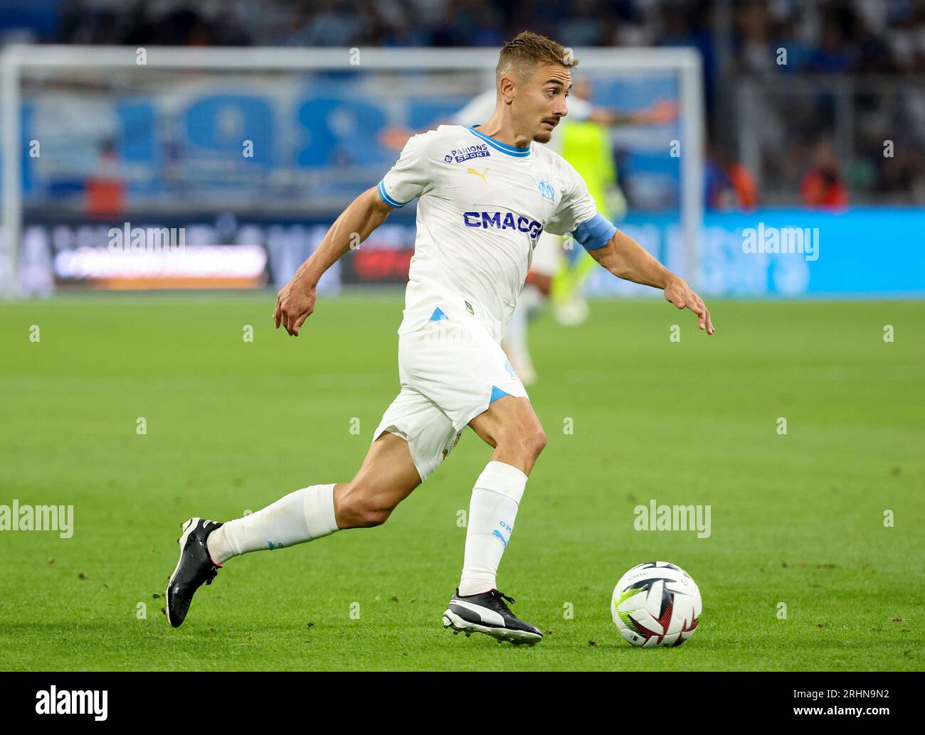 Marseille, France. 16th Aug, 2023. Valentin Rongier of Marseille during the  UEFA Champions League, Third qualifying round, 2nd leg football match  between Olympique de Marseille (OM) and Panathinaikos FC (Pana) on August