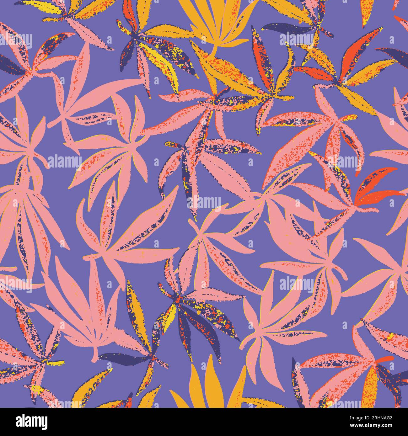 Riso graph style seamless pattern. Botanical background with grain ...