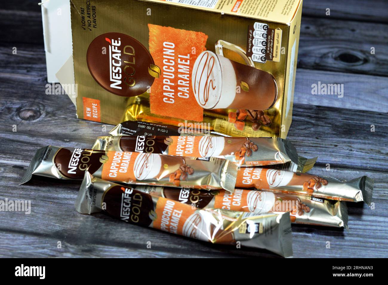 Cairo, Egypt, July 29 2023 Nestle Nescafe gold Cappuccino caramel new