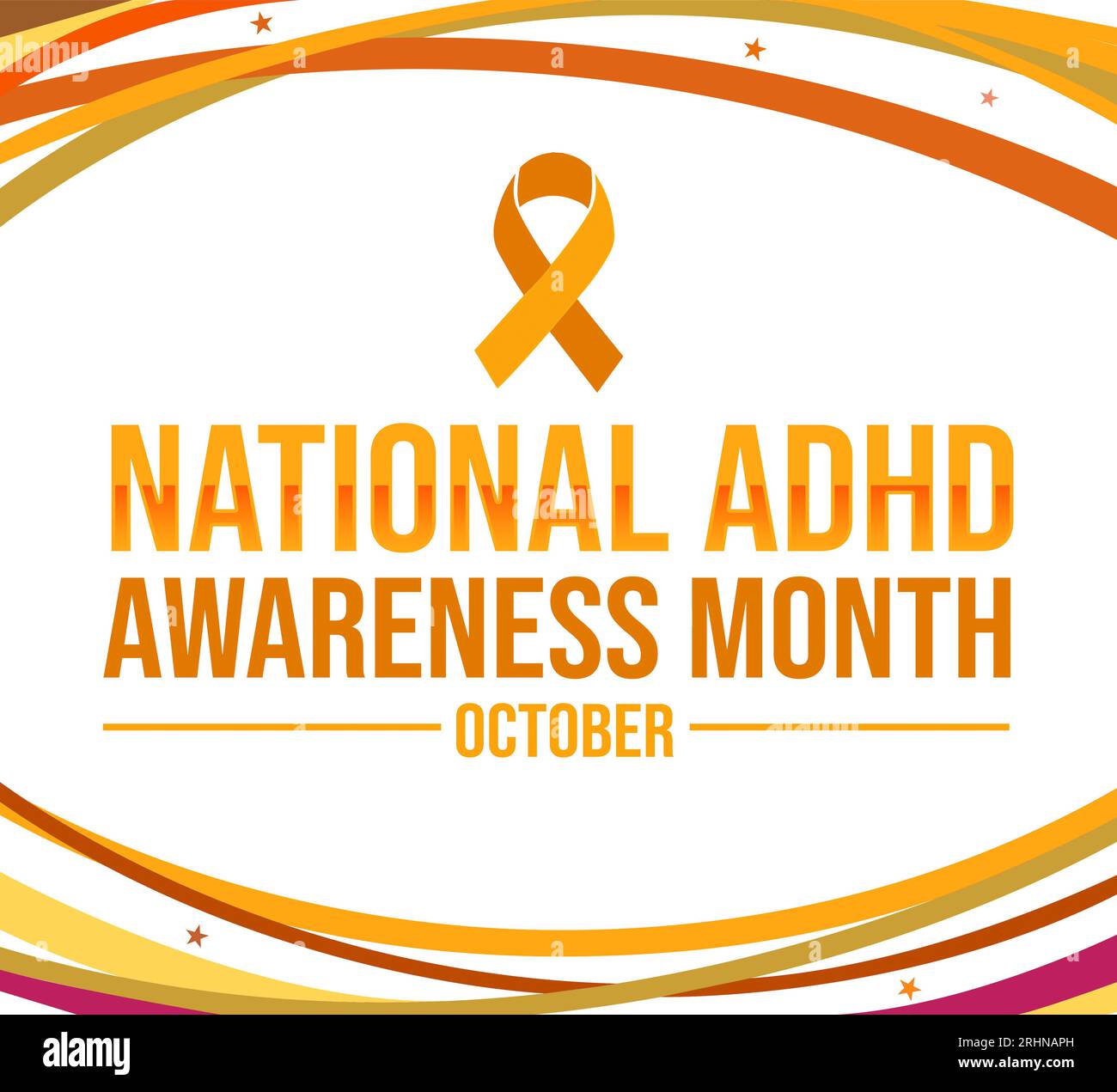 October is National ADHD Awareness Month, background design with orange