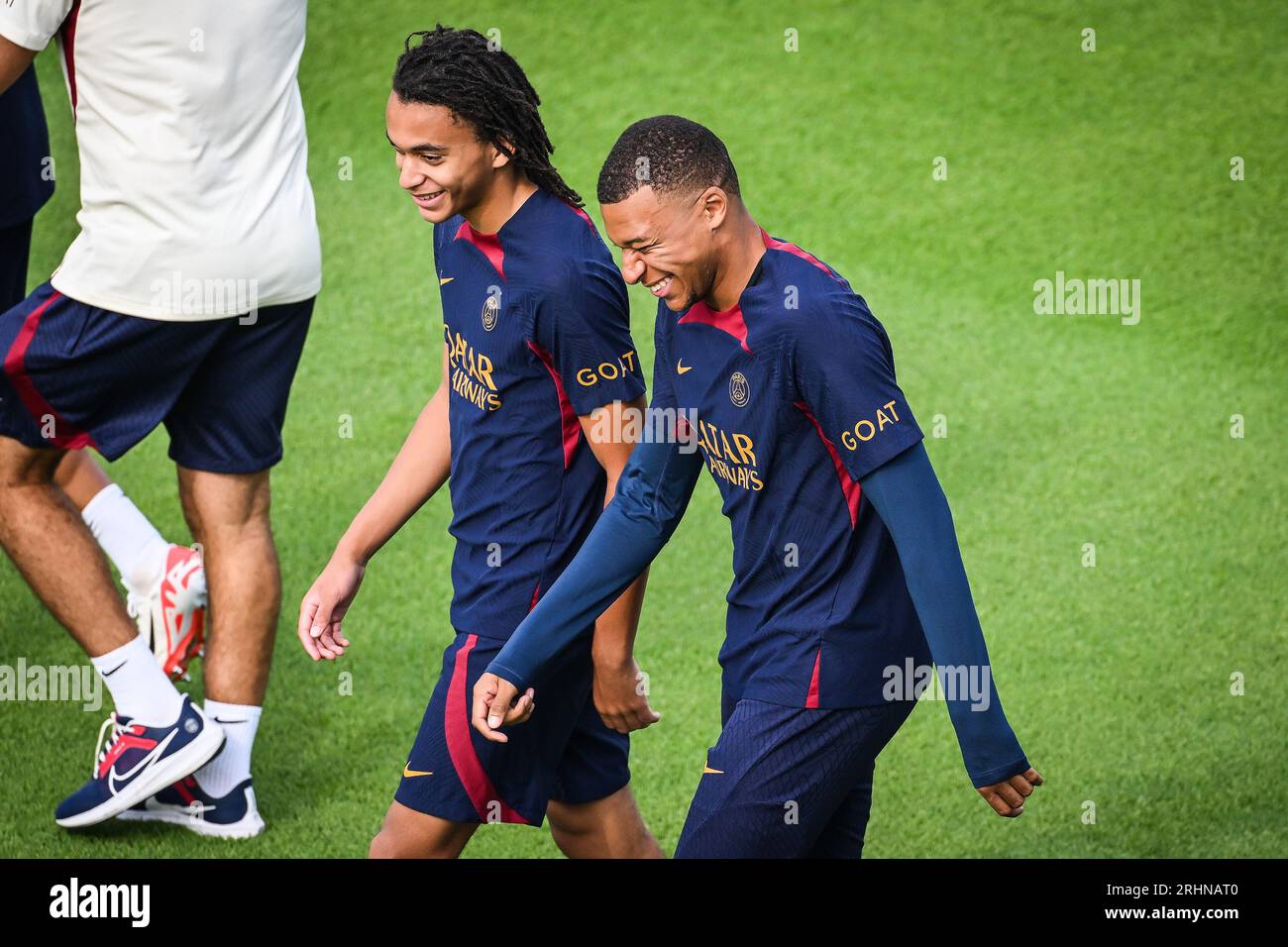 Ethan MBAPPE of PSG and Kylian MBAPPE of PSG during the training of the Paris SaintGermain team