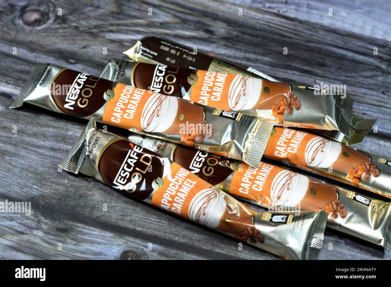 Cairo, Egypt, July 29 2023 Nestle Nescafe gold Cappuccino caramel new