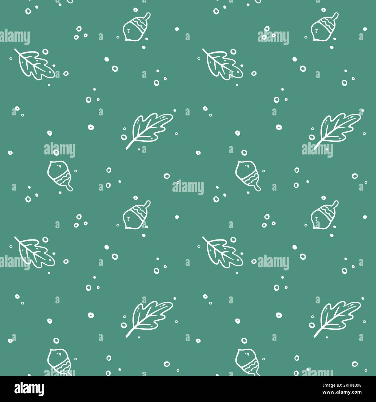 Hand drawn acorns and oak leaves. Autumn seamless pattern. Vector ...
