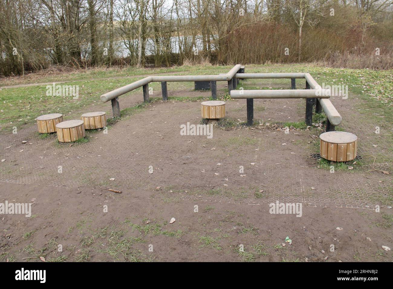 Balance Beams and Boards in a Countryside Playground Stock Photo Alamy