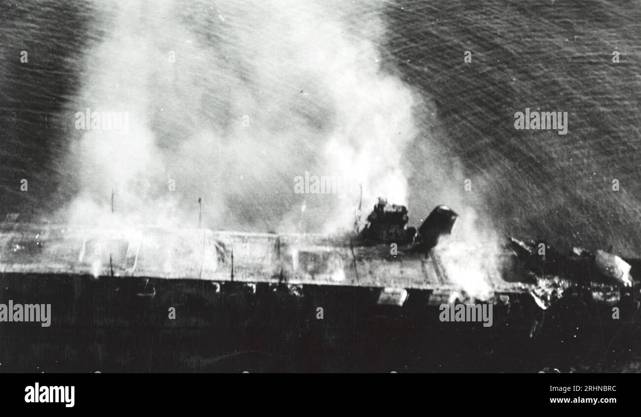 JAPANESE AIRCRAFT CARRIER "Hiryu" photographed from a Yokosuka B4Y