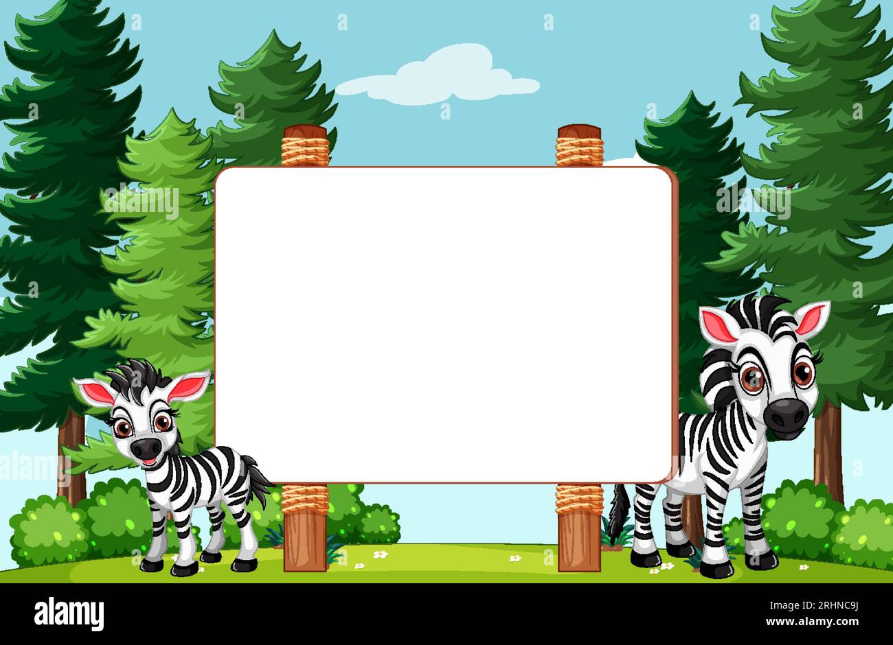 A vector cartoon illustration of a zebra with a forest background border  Stock Vector Image \u0026 Art - Alamy, image size:1300x940