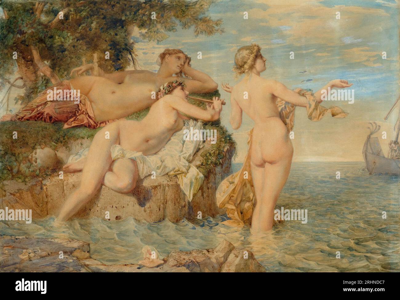 Ulysses and the Sirens. Museum: PRIVATE COLLECTION. Author: Barthélemy Menn. Stock Photo