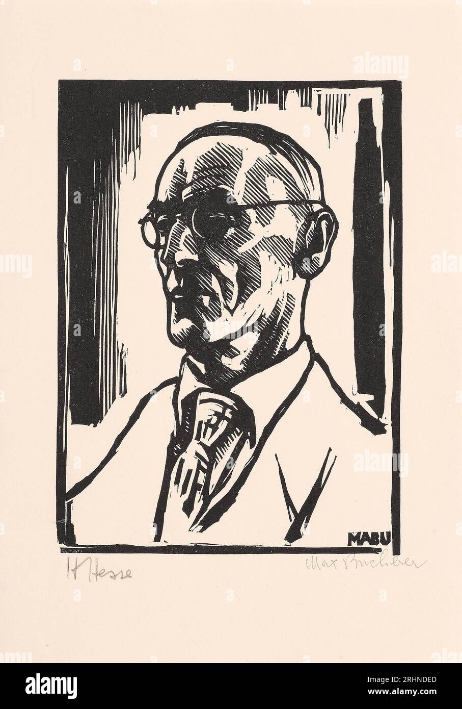 Portrait of Hermann Hesse (1877-1962). Museum: PRIVATE COLLECTION. Author: MAX BUCHERER. Stock Photo