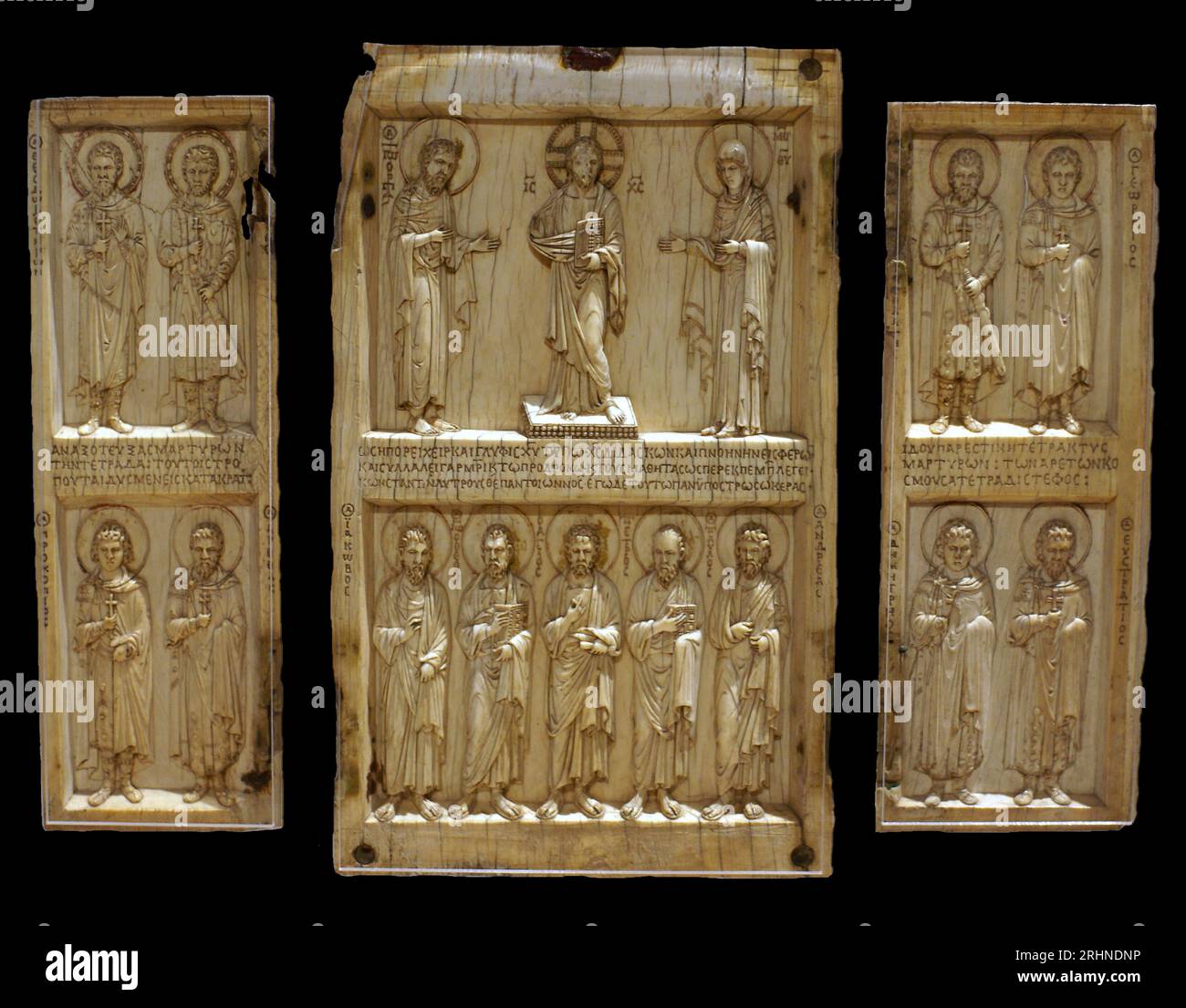 Triptych Casanatense: Triptych with Deesis and saints. Museum: Museo Nazionale del Palazzo di Venezia, Rome. Author: Byzantine Master. Stock Photo