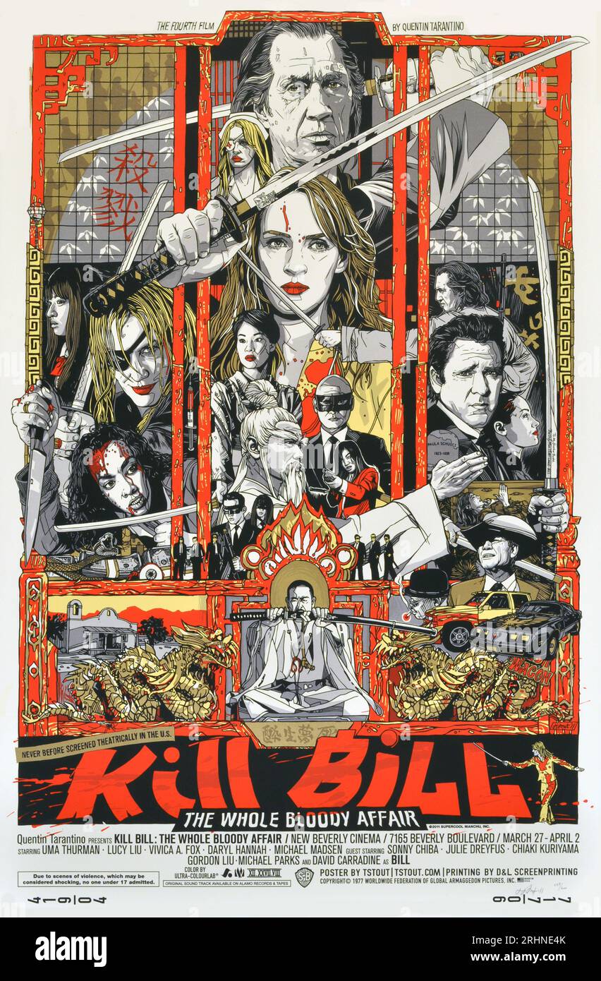 Kill Bill Volume One Film Poster Miramax, 2003 Uma Thurman, Lucy Liu, Vivica A. Fox, Daryl Hannah, David Carradine, Michael M Stock Photo